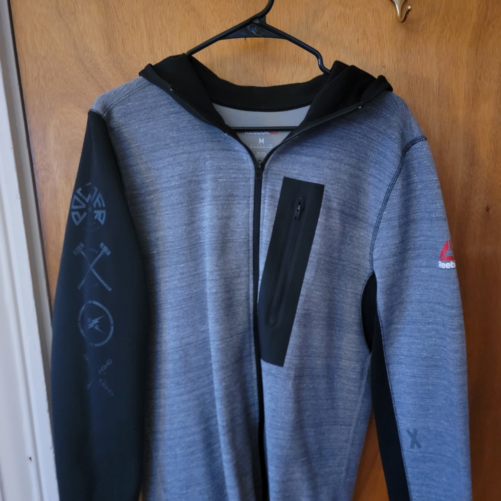 Reebok Gray and Black Zip-Up Hoodie